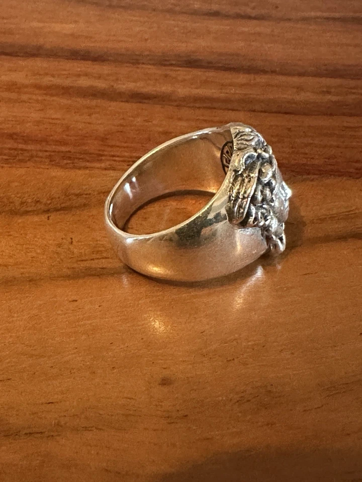 Medusa Gorgona Ring 925 Silber Massiv Unikat Größe 9US 60mm - Bild 4 von 4