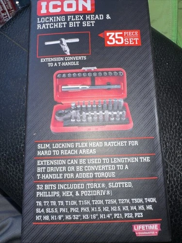 ICON RXFT-35 Locking Flex Head Ratchet and Bit Set 35 Piece NEW  - product listing photo