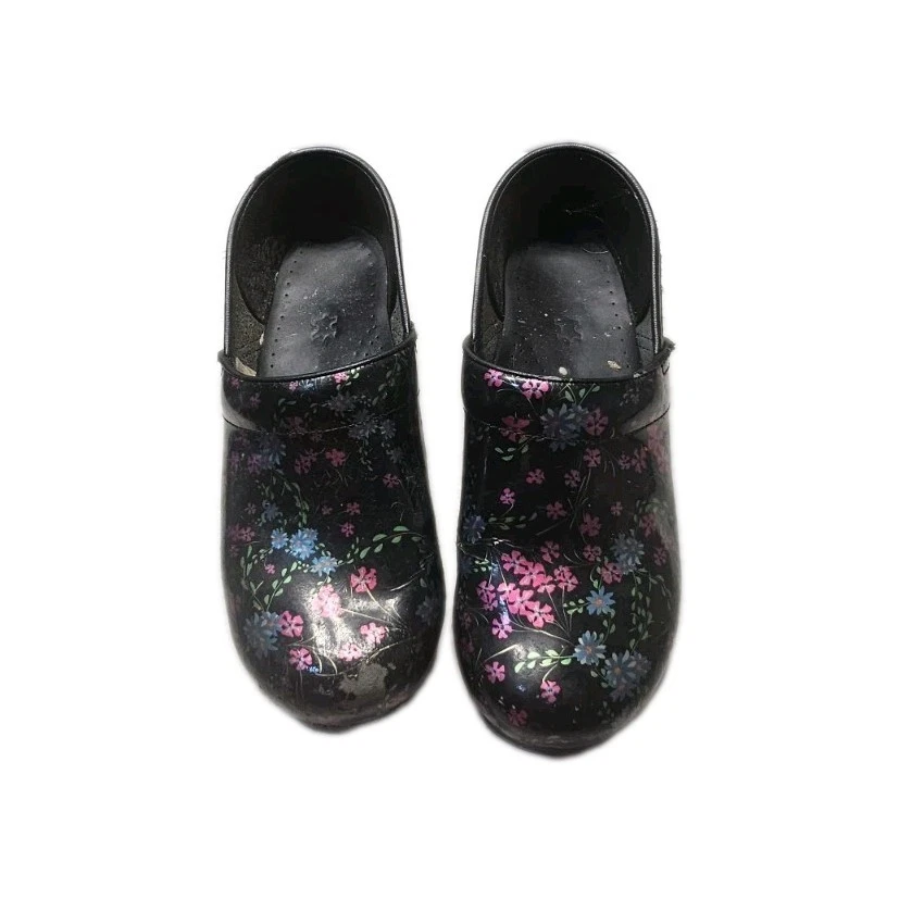 Dansko Professional Clog Floral Women EU 38 US 7.5 - 8 Magenta Patent Leather