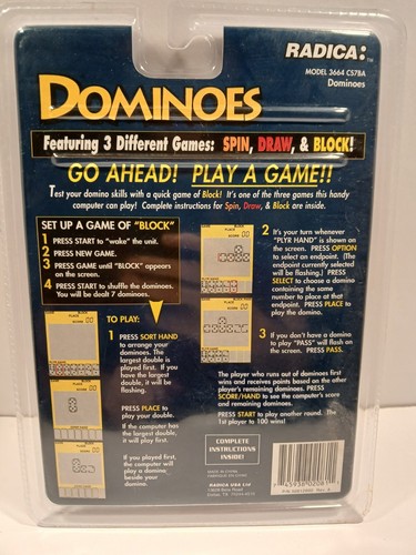 Radica Dominoes Handheld Travel Game Model #3664 CS7BA - Picture 4 of 4