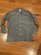 Dickies Work Shirt Long Sleeve Blue Made In USA Men  s Size Medium