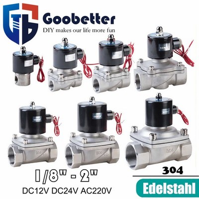 G1/8''-2'' 304 Edelstahl Magnetventil Ventil Luft Wasser 12V/24V/220V Normal Offen