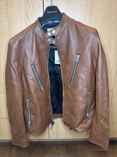 Giacca pelle agnello sella coach racer uomo moto biker taglia 48 nuova senza etichette