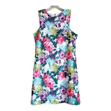 Love...ady Women S Dress Floral Lace Lined Sleeveless Multicolor Shift Bust 34"