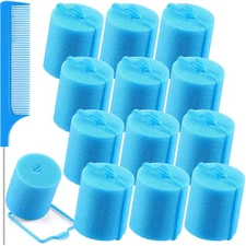 Syhood 12 Pcs Jumbo Foam Sponge Hair Rollers 1.89 1 Count (Pack of 1), Blue 