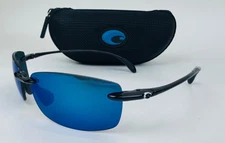 COSTA DEL MAR BALLAST SUNGLASSES SHINY BLACK BLUE MIRROR 580P POLARIZED