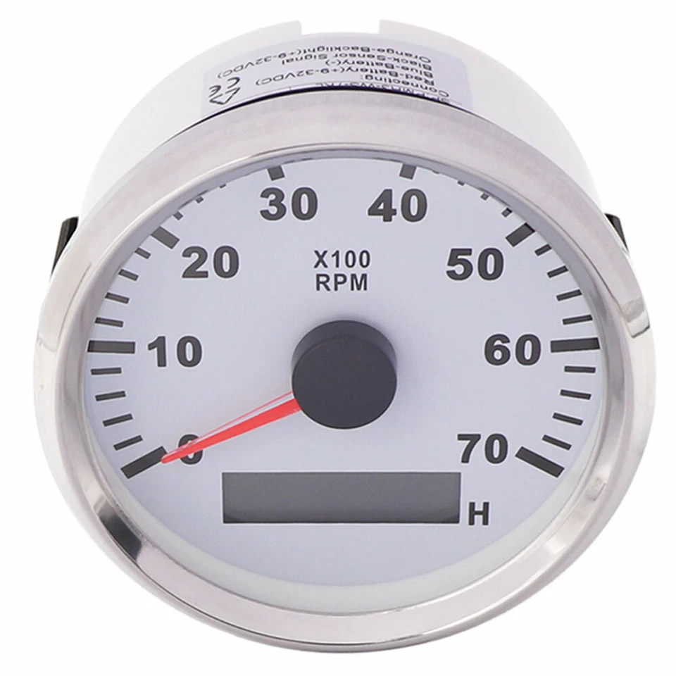 85mm Stainless Steel Boat Tachometer 0~7000 RPM REV Counter for Outboard Motor   — 第 2/4 张图片