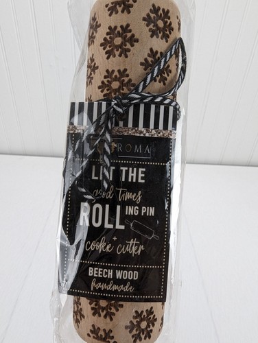Gia Roma Beech Wood Rolling Pin & Cookie Cutter Snowflakes Handmade New - Picture 2 of 5
