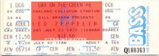 1  LED ZEPPELIN  UNUSED FULL CONCERT TICKET 1977 Oakland, California reprint