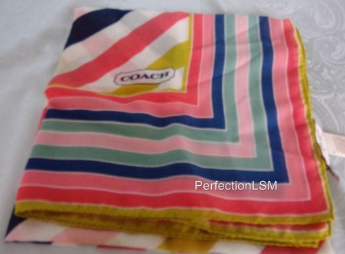 NWT Coach 84527 Hadley Stripe Scarf 40" x 40" Sold Out Everywhere-Very Rare - Picture 5 of 5
