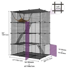 4-Tier Large Cat Cage Enclosure Metal Wire Kennel Playpen Catio with Hammock
