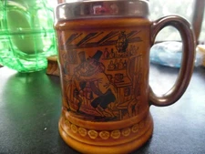 Lord Nelson Pottery England  brown mug with silver handle & top funny poem 4-69