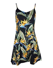 Bird of Paradise Panel Women's Princess Seam Flared Hawaiian Dress (Petite Size)