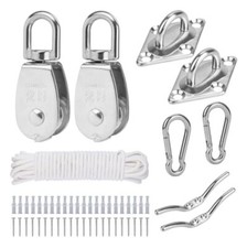 M25 Pulley Systems,2 Pack 25Mm Pulley Wheel with Rope for Sun Shade Sail Install