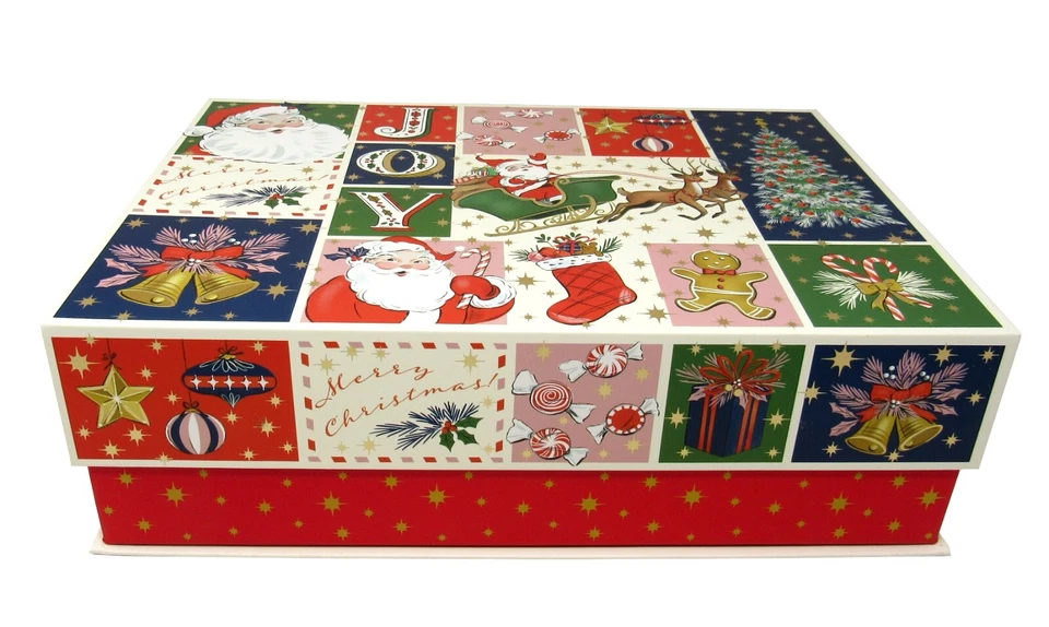 Set of 3 Punch Studio Flip Top Nesting Boxes Christmas Santa Montage 25950 - Image 3 of 4