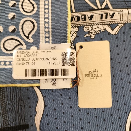 Unused w/box HERMES Carre 55 ALL ABOARD ! Silk Scarf Bandana 55cm - Picture 18 of 24