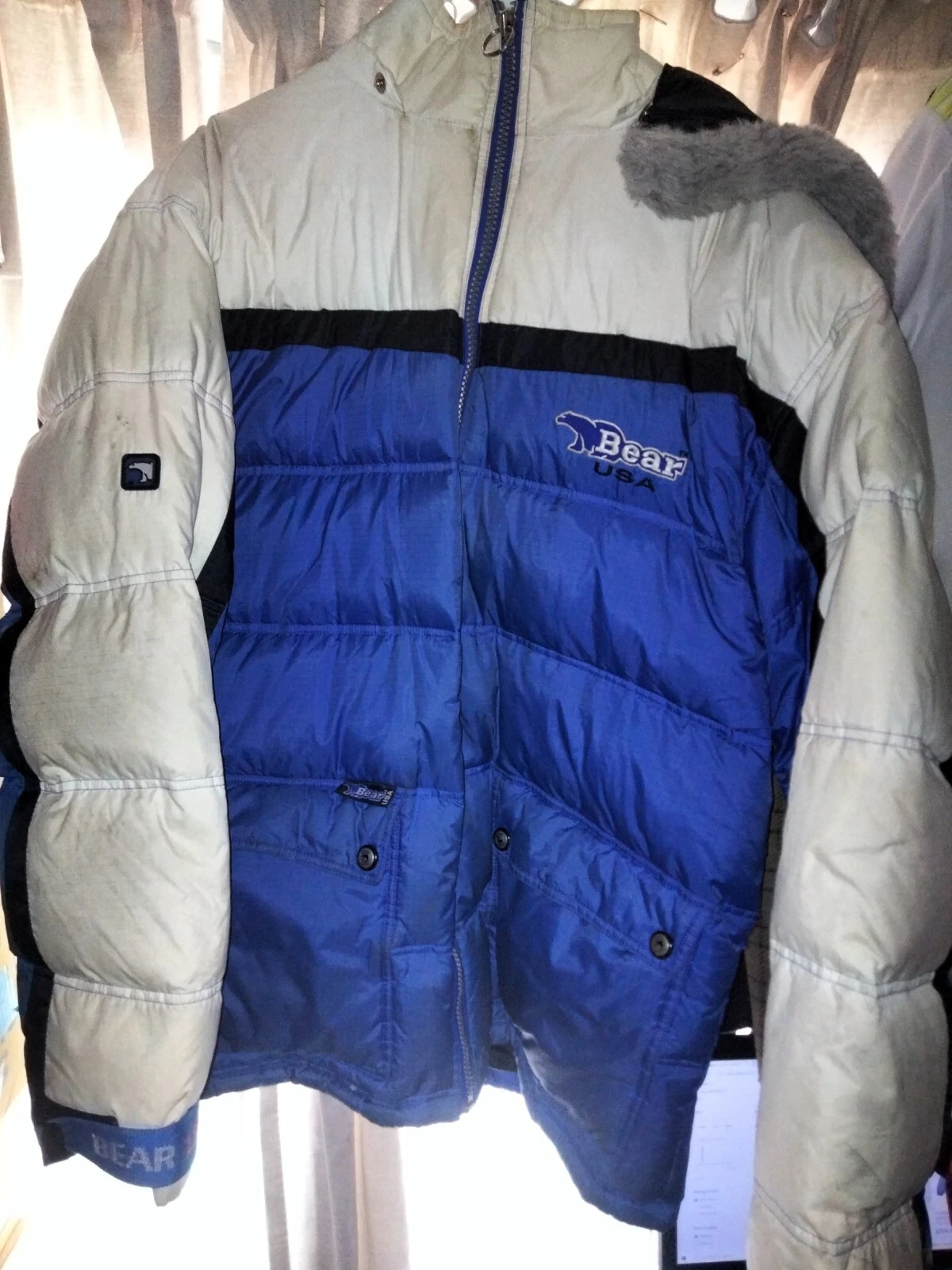vintage bear usa duck down puffa jacket
