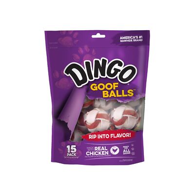 Dingo Goofballs Chicken & Rawhide Chews 15 Count (Pack of 1), Beige 