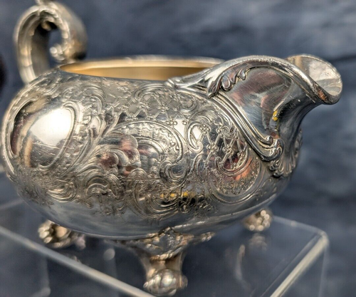 1937 Reed and Barton Set Silver Plated Pattern 3765 Sugar Bowl + Lid & Creamer - Picture 6 of 22