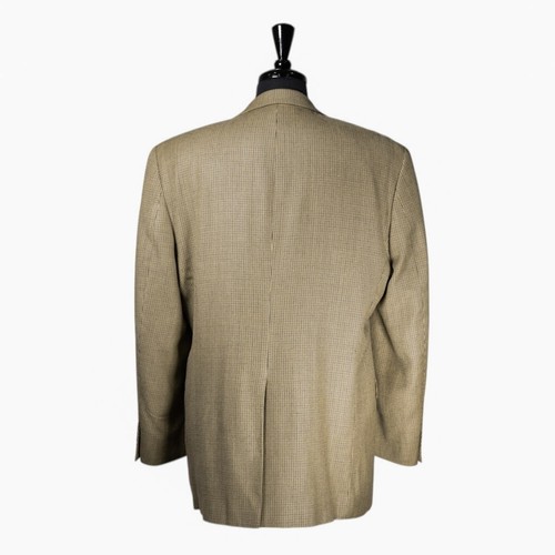 Chaps Ralph Lauren Mens Blazer Beige Check Silk Wool Lined Jacket Sport Coat 42L - Picture 2 of 9