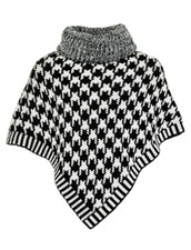 Mädchen Poncho Überwurf Strick Pullover Schallkragen Kinder Rollkragen 104 - 158