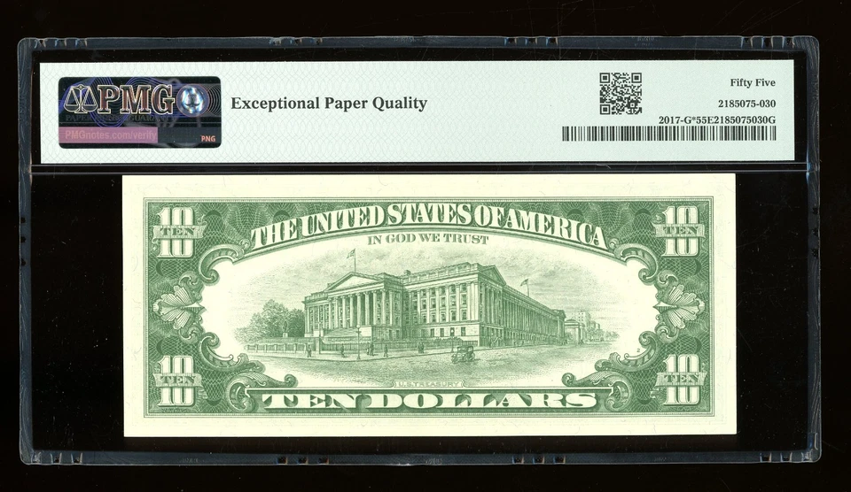 DBR 1963-A $10 FRN Chicago STAR Fr. 2017-G* PMG 55 EPQ Serial G03948318* - Image 2 of 2