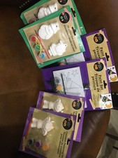 Lot of 6 Crafter's Square Ceramic Painting Sets Easel Canvas Brushes Paint New