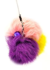 Cat Teaser Wand Refill with Rabbit Fur Pom Poms Cat Toy