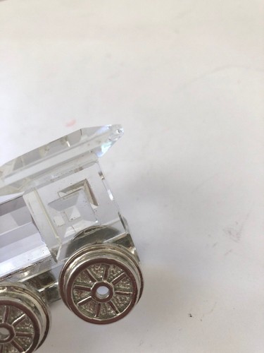 Clear 3" Polyresin 6 Silver Wheel Train Engine Ornament Figurine - Picture 5 of 7