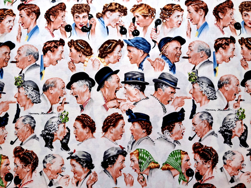 Quilting Treasures Norman Rockwell Saturday Evening Post Conversation 2 yards