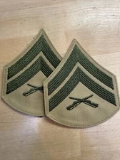 2 Officer's Equipment Company US MARINE CORPS CHEVRONS Khaki & Green authentic