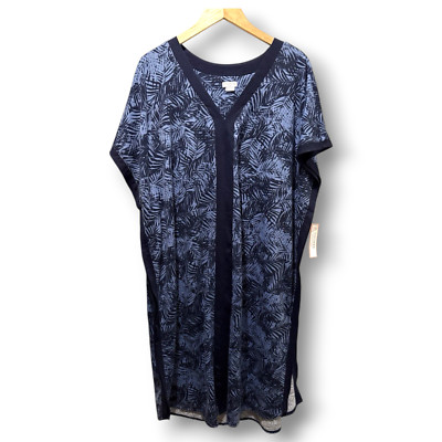 NEW Uncover French Terry Kaftan Navy Silhouette Floral 1X Wicking Technology