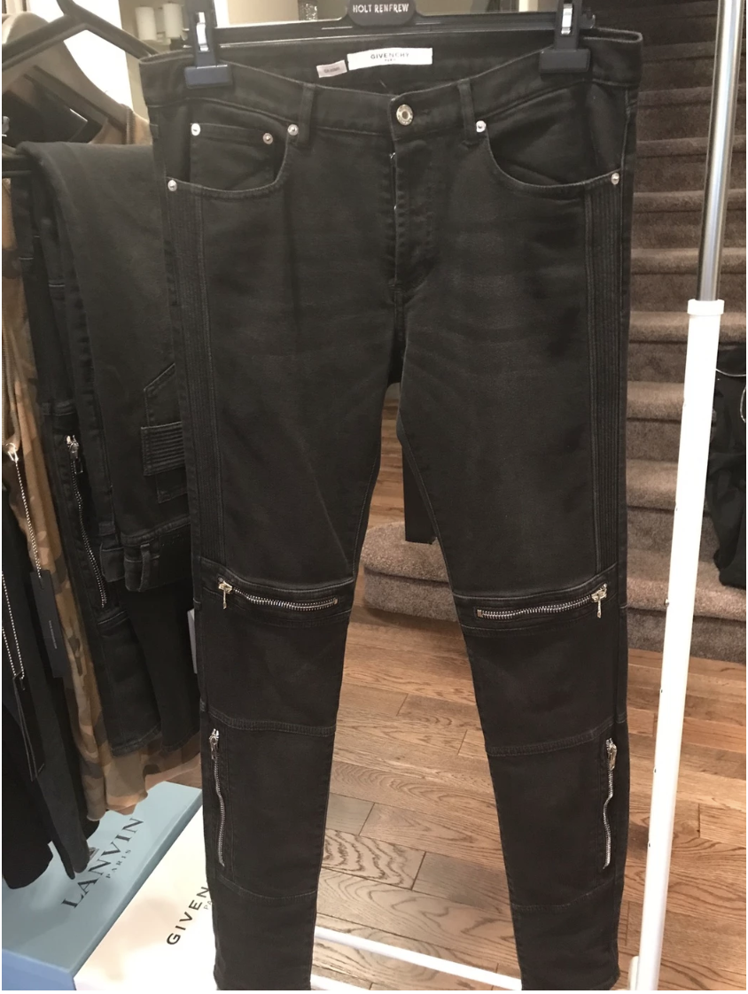 Givenchy Distressed Denim Biker Skinny Jeans, Black Zipper Givenchy Distressed Denim Biker Skinny Jeans, Black Zipper
