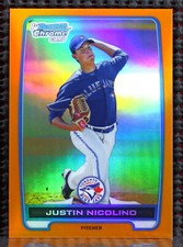 JUSTIN NICOLINO  -  2012 BOWMAN CHROME PROSPECT ORANGE REFRACTOR  #BCP1 