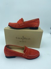 Cole Haan Monroe Penny Loafers Cinnabar Orange Suede - Sz 7B