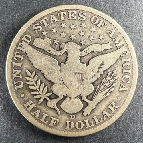 1915 D Barber Half Dollar VG 90% Silver Old United States Very Good 50C - Picture 4 of 6