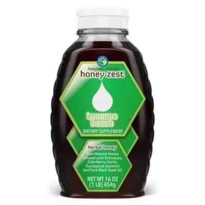 Honey Zest 16OZ Raw Natural Honey - Herbal Honey Infused with Echinacea & More