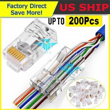 RJ45 Pass Through Modular Plug Network Cable Connector End 8P8C CAT6 CAT5