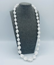 Vintage White Plastic Graduated Beaded Necklace