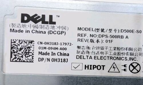 Dell 0H318J 500w Poweredge Power Supply For Dell R410-D500E-S0 - Picture 2 of 2