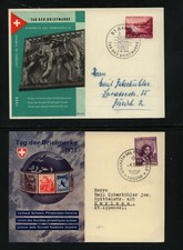 Switzerland   2 nice stamp show post cards  1938. 1956           MS1130