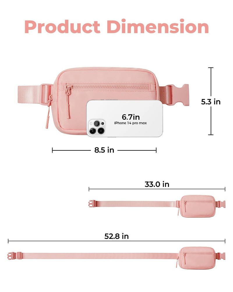 1L Unisex Belt Bag with Adjustable Strap Small Crossbody Fanny Pack