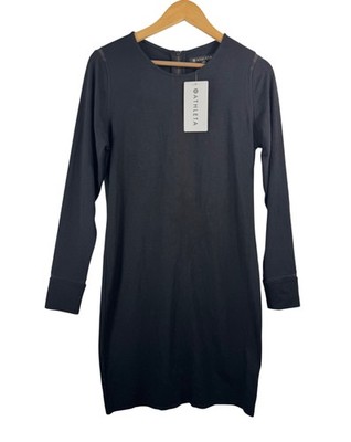 Athleta Weekday Industry Dress utility athleisure black merino wool 90s sz S