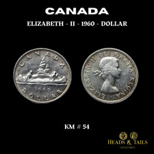1960 CANADA 1 DOLLAR SILVER (0.800) COIN  QUEEN ELIZABETH II (HIGH GRADE)