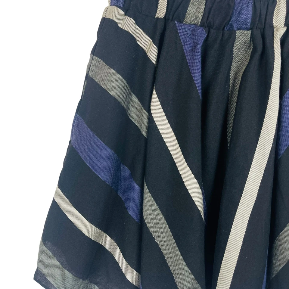 Falda BCBG Generation para mujer mediana negra púrpura a rayas acampanada informal Foto 2 de 4