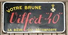 Vintage 50s Votre Brune Vilfort 40 French Porcelain Metal Beer Sign France 23X12