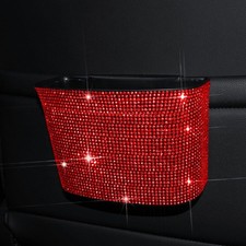 Car Trash Can Hanging Leakproof Garbage Organizer Bling Waste Basket Red Small