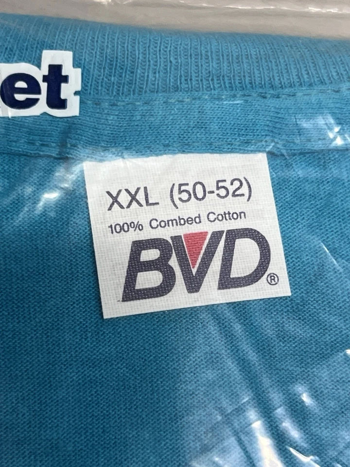 Vintage BVD Pocket Shirt Mens 2XL Teal Selvedge USA Made 90s Single Stitch NEW - Image 2 of 3