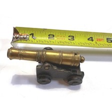 Vintage Miniature Brass Cannon on Cast Iron Carriage 4 Inch Military Decor