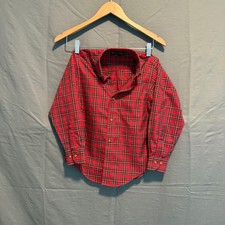 Brooks Brothers Red Tartan Plaid Shirt Youth S 100 Cotton Non-Iron Button Down